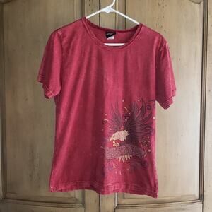 Harley Davidson Motorcycles T-Shirt Crew Neck Hawkeye Coralville IA Red Large